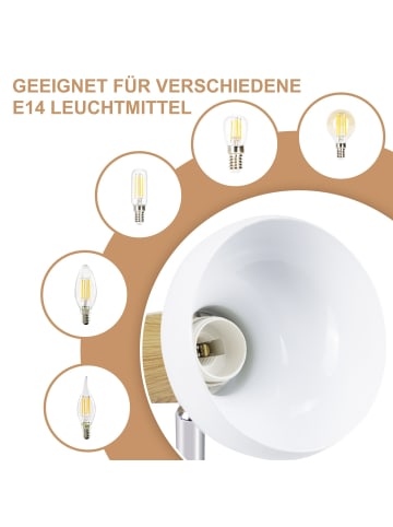 ZMH Deckenleuchte in Weiß 1-flammige E14 rund Vintage Metall Deckenspots