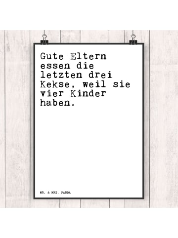 Mr. & Mrs. Panda Bild Gute Eltern essen die... mit Spruch in Weiß