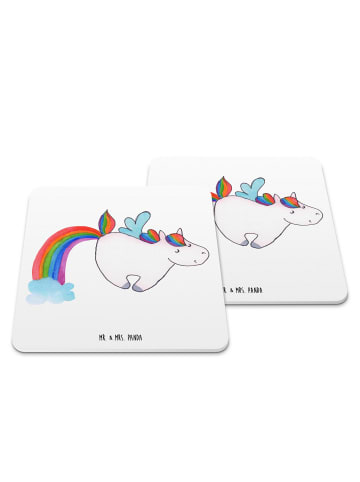 Mr. & Mrs. Panda Untersetzer Einhorn Fliegendes Pferd ohne Spruch in Weiß