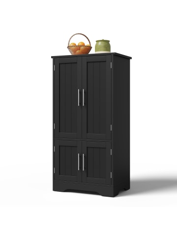 ABRIHOME 4-türiger Küchenschrank mit LED und 3D-Wellendesign in Schwarz, 120x60x40 cm