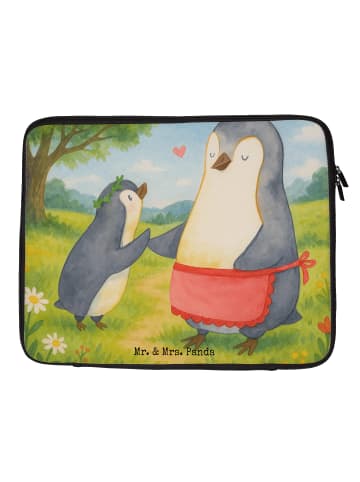 Mr. & Mrs. Panda Laptop Tasche Pinguin mit Kind Design ohne Spruch in Weiß