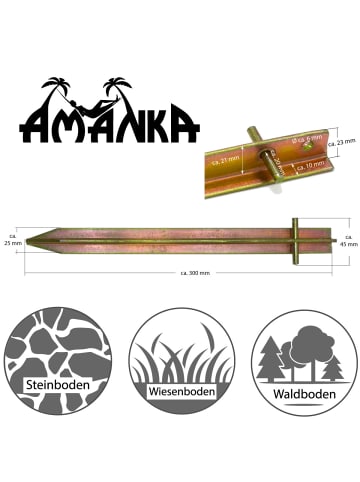 AMANKA Stahl Hering T-Profil 4 Stück 30 cm AMA-205 für Wald Wiese steinige Böden rot