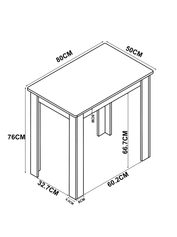 VCM  Holz Esstisch Küchentisch Esal 80x50 cm in Weiß