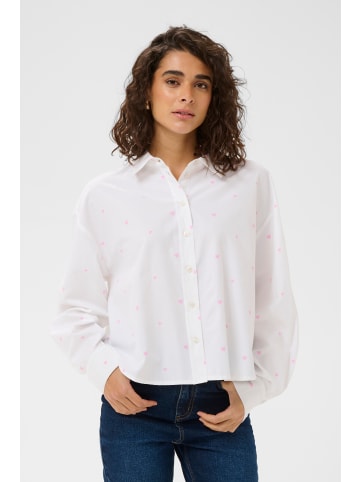 Kaffe Langarm - Hemd KAgiulia Baggy fit in Optical White W. Pink Hearts