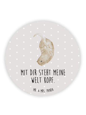 Mr. & Mrs. Panda Rund Magnet Otter Kopfüber mit Spruch in Grau Pastell