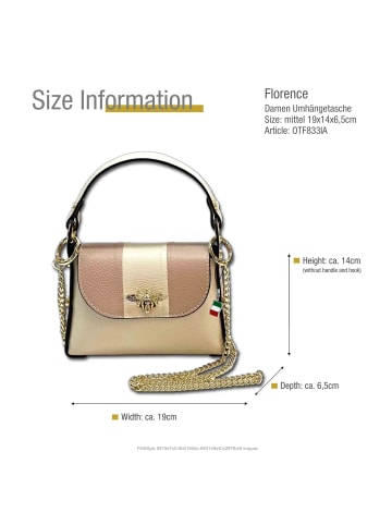 Florence Leder Umhängetasche Florence Tasche beige, rosa ca. 19cm