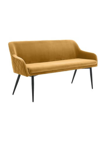 SalesFever Sitzbank elegant 160 cm mit Diamantsteppung und Bezug aus Samt in Senfgelb