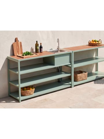 Beliani Gartenküche AVETRANA in Grün/Braun - (W) 159 x (H) 116 x (L) 50 cm