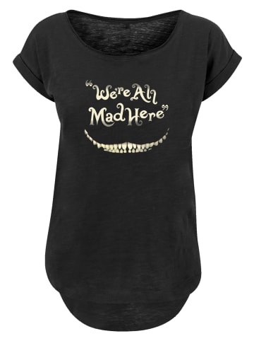 F4NT4STIC Long Cut T-Shirt Disney Alice im Wunderland Mad Here Smile in schwarz