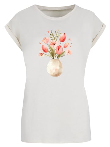 F4NT4STIC T-Shirt Rosa Frühlingsblumenstrauß in Vase in Whitesand
