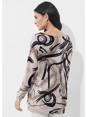 Alba Moda Modischer Pullover mit Allover-Print in stein / taupe / schwarz