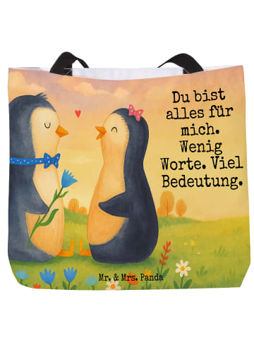 Mr. & Mrs. Panda Umhängetasche Pinguin Pärchen Design mit Spruch in Weiß