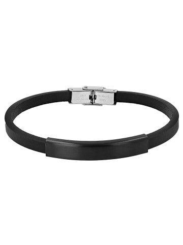 Adeliás Herren Armband aus Leder 21 cm in schwarz