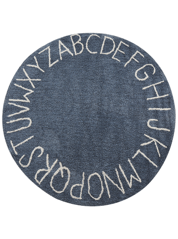 Beliani Kinderteppich VURGUN in Blau/Weiß - (W) 120 x (L) 120 cm