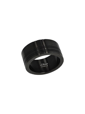 s.Oliver Ring Edelstahl, IP Gun in Schwarz