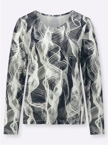 WITT WEIDEN Rundhals-Shirt in schwarz-ecru-bedruckt