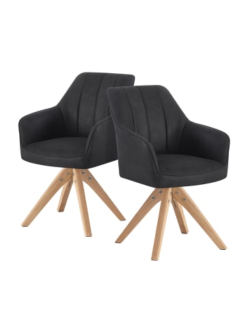 DUBI Möbel 2er-Set: Drehstuhl THOMAS-ELLY in Wildleder-Schwarz - (B)57 x (H)85 x  (T)62 cm