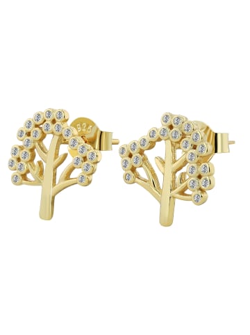 Adeliás Damen Ohrringe – Ohrstecker Lebensbaum aus 925 Silber in gold