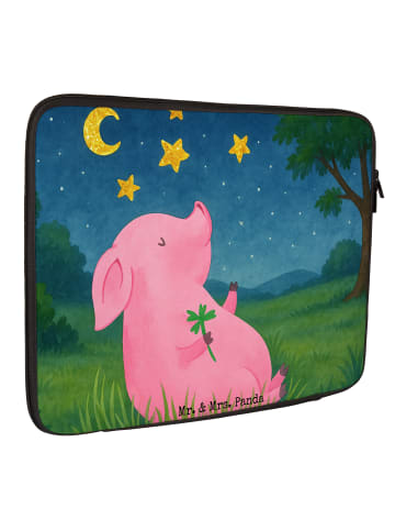 Mr. & Mrs. Panda Laptop Hülle Schwein Glück Design ohne Spruch in Weiß