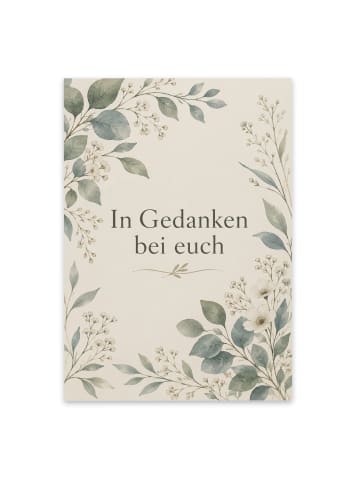 Trauerspruchkarte Blumen tröstlich Design mit S... in Weiß