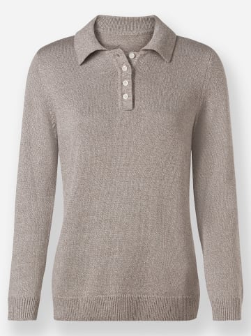 WITT WEIDEN Polopullover in taupe-meliert