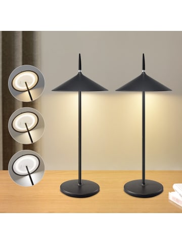 ZMH 2er-Set Tischleuchte LED in schwarz Touch Dimmbar kabellos IP44 1800mAh