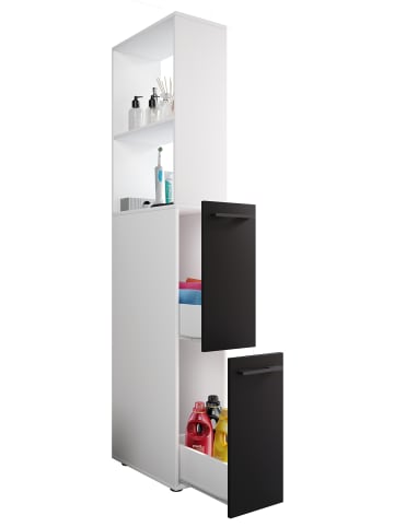 VCM  Holz Badmöbel Nischenschrank Schublade Sadilo XL in Weiß / Schwarz
