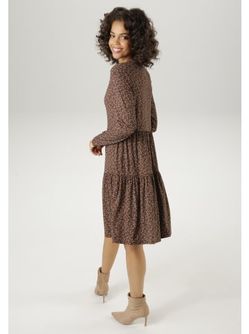 Aniston CASUAL Jerseykleid in braun-sand-petrol