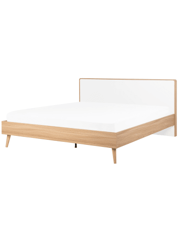 Beliani 2-tlg Doppelbett SERRIS in Braun/Weiß