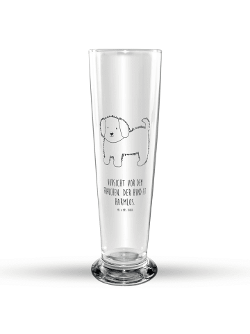 Mr. & Mrs. Panda Bierglas Hund Flauschig mit Spruch in Transparent