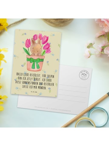 Mr. & Mrs. Panda Postkarte Hase Tulpen mit Spruch in Blumig