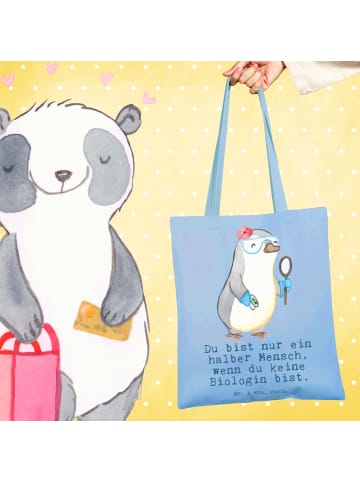 Mr. & Mrs. Panda Tragetasche Biologin Herz mit Spruch in Sky Blue