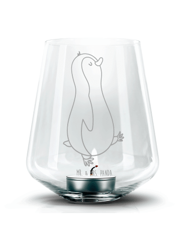 Mr. & Mrs. Panda Gravur Teelicht Pinguin mHerzieren ohne Spruch in Transparent