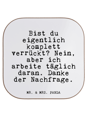 Mr. & Mrs. Panda Bierdeckel Bist du eigentlich komplett... mit S... in Weiß