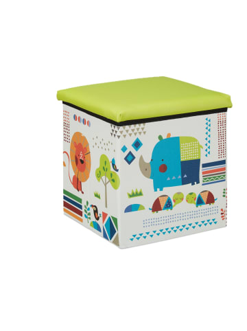 relaxdays Sitzhocker Tiere in Grün/Weiß - (B)31 x (H)31 x (T)31 cm