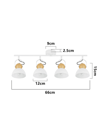 ZMH Deckenleuchte in weiß rund 4-flammige E27 350° schwenkbar Deckenspot
