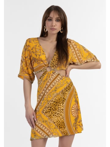 faina Damen Minikleid Mit Cut-Outs in Gelb