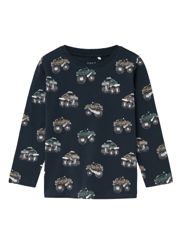 name it Kinder Langarmshirt mit Fahrzeug-Motiven All-Over-Print in Blau