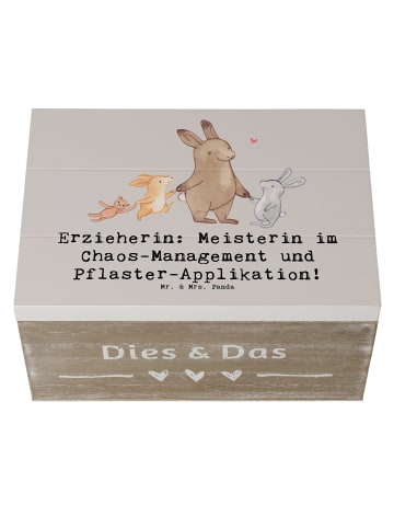 Mr. & Mrs. Panda Box Erzieherin Chaos-Management mit Spruch in Grau Pastell