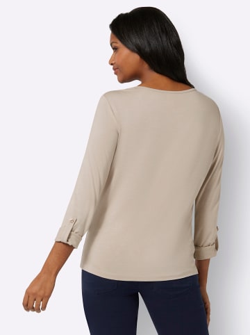 WITT WEIDEN 3/4-Arm-Shirt in sand-schwarz-bedruckt