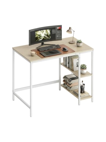 VASAGLE Schreibtisch Barnet in Beige-Weiß - (B)100 x (H)76 x (T)50 cm