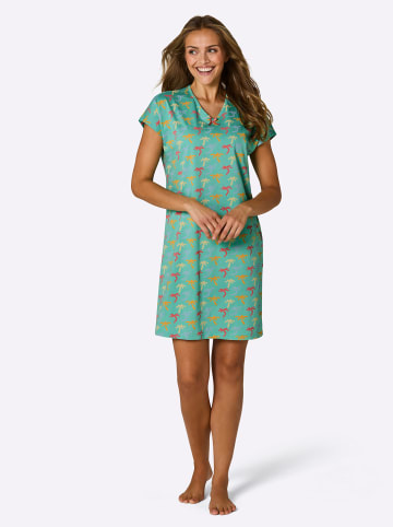 WITT WEIDEN Sleepshirts in blaugrün-gelb-bedruckt + flamingo