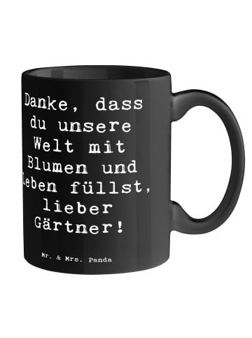 Mr. & Mrs. Panda Kaffeetasse Spruch Gärtner Dankeschön mit Spruch in Schwarz