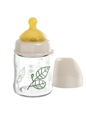 nip Glas-Flasche Cherry green 120 ml + Latex-Trinksauger in beige,motiv