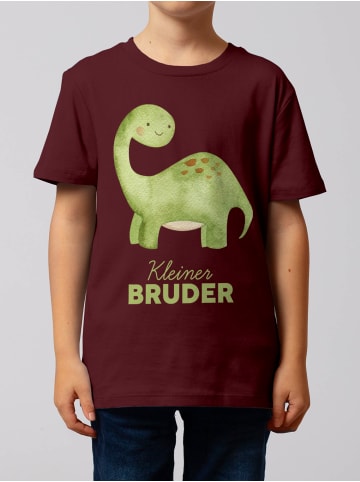 wat? Apparel T-Shirt Dinosaurier 04 Kleiner Bruder in Weinrot