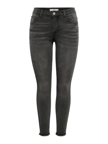 JACQUELINE de YONG Skinny Fit Jeans Ankle Cut JDYSONJA Stretch Hose mit Fransen in Dunkelgrau