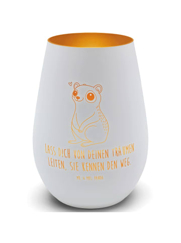 Mr. & Mrs. Panda Gold Windlicht Plumplori Glücklich mit Spruch in Weiß