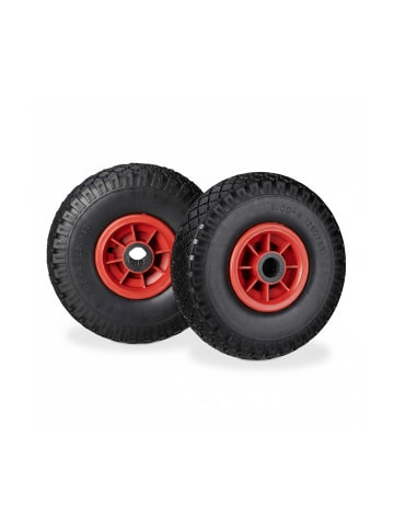 relaxdays 8x Sackkarrenrad in Schwarz/ Rot - 3.00-4
