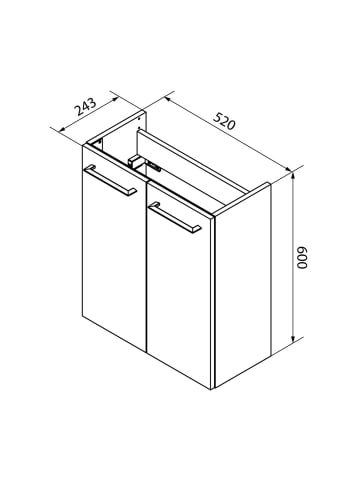 Fackelmann Waschbeckenunterschrank SBC in grau-52(B)x60(H)x24,3(T)cm