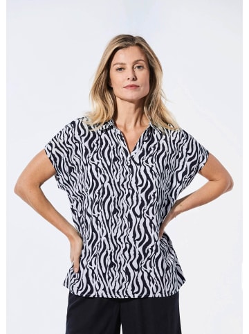 GOLDNER Kurzgröße:  Druckbluse in schwarz / weiß / gemustert